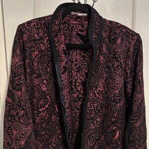 Embroidered maroon and black blazer, size 16, Dressbarn